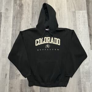 VTG University Of Colorado Hoodie Black CU Buffs College Cut Collar Sweatshirt